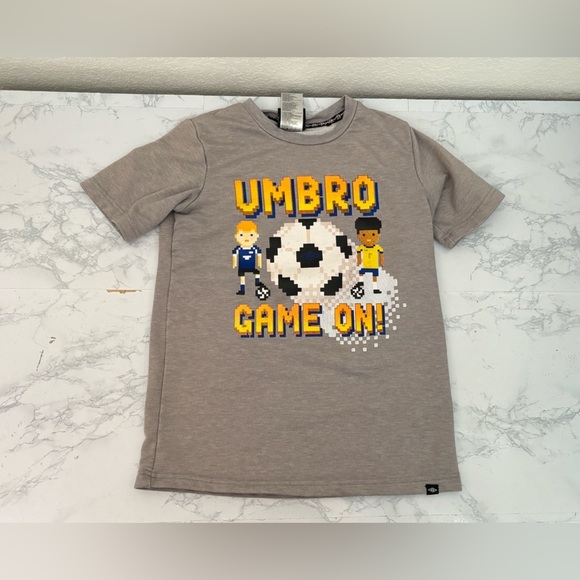 Umbro Other - Umbro Boys Training Short Sleeve Shirt Size Medium Vtg Knit Lined Gray Soccer​​